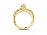 Yellow gold Fancy Pink Pear  Cut Five-Stone Prong Set Diamond Ring with Classic Band_35