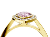 Yellow gold Fancy Pink Pear Cut Halo Bezel Diamond Pave Band Ring_4
