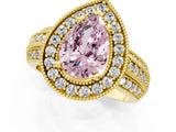 Yellow gold Fancy Pink Pear Cut Halo Diamond Engagement Ring with Pave Split Shank and Four-Prong Setting_1