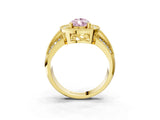 Yellow gold Fancy Pink Pear Cut Halo Diamond Engagement Ring with Pave Split Shank and Four-Prong Setting_3