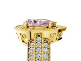 Yellow gold Fancy Pink Pear Cut Halo Diamond Engagement Ring with Pave Split Shank and Four-Prong Setting_5