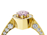 Yellow gold Fancy Pink Pear Cut Halo Diamond Engagement Ring with Split Shank Band and Four-Prong Setting_4