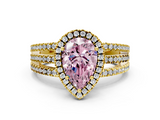 Yellow gold Fancy Pink Pear  Cut Halo Diamond Engagement Ring with Split Shank and Four-Prong Setting_20