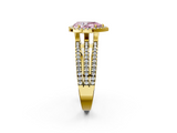 Yellow gold Fancy Pink Pear  Cut Halo Diamond Engagement Ring with Split Shank and Four-Prong Setting_22