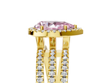Yellow gold Fancy Pink Pear  Cut Halo Diamond Engagement Ring with Split Shank and Four-Prong Setting_25