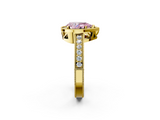 Yellow gold Fancy Pink Pear  Cut Halo Diamond Pave Band Ring with Four-Prong Setting_47