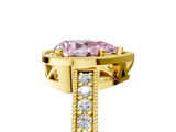 Yellow gold Fancy Pink Pear  Cut Halo Diamond Pave Band Ring with Four-Prong Setting_50