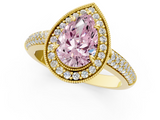 Yellow gold Fancy Pink Pear  Cut Halo Diamond Pave Band with Four-Prong Setting_38