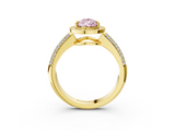 Yellow gold Fancy Pink Pear  Cut Halo Diamond Pave Band with Four-Prong Setting_40