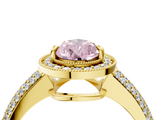 Yellow gold Fancy Pink Pear  Cut Halo Diamond Pave Band with Four-Prong Setting_41