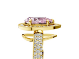 Yellow gold Fancy Pink Pear  Cut Halo Diamond Pave Band with Four-Prong Setting_42