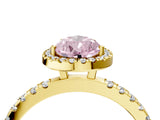 Yellow gold Fancy Pink Pear Cut Halo Diamond Pave Band with Prong Setting_4