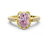 Yellow gold Fancy Pink Pear  Cut Halo Diamond Ring with Channel Set Band and Four-Prong Setting_32