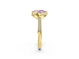 Yellow gold Fancy Pink Pear  Cut Halo Diamond Ring with Channel Set Band and Four-Prong Setting_34