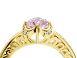 Yellow gold Fancy Pink Pear  Cut Halo Diamond Ring with Channel Set Band and Four-Prong Setting_36