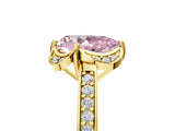 Yellow gold Fancy Pink Pear  Cut Halo Diamond Ring with Channel Set Band and Four-Prong Setting_37