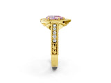 Yellow gold Fancy Pink Pear  Cut Halo Diamond Ring with Pavé Band and Four-Prong Setting_119