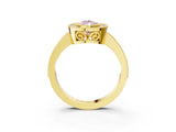 Yellow gold Fancy Pink Pear  Cut Halo Diamond Ring with Pavé Band and Milgrain Prong Setting_35