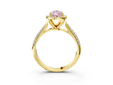 Yellow gold Fancy Pink Pear Cut Halo Diamond Ring with Pavé Band_3