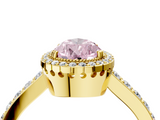 Yellow gold Fancy Pink Pear  Cut Halo Diamond Ring with Pave Band and Four-Prong Setting_29