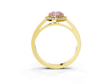 Yellow gold Fancy Pink Pear Cut Halo Diamond Ring with Solitaire Band and Prong Setting_3