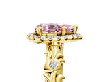 Yellow gold Fancy Pink Pear Cut Halo Diamond Solitaire with Filigree Band and Four-Prong Setting_5