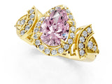 Yellow gold Fancy Pink Pear Cut Halo Diamond Split Shank Engagement Ring with Four-Prong Setting_1