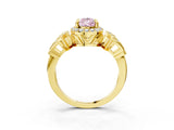 Yellow gold Fancy Pink Pear Cut Halo Diamond Split Shank Engagement Ring with Four-Prong Setting_3