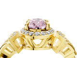 Yellow gold Fancy Pink Pear Cut Halo Diamond Split Shank Engagement Ring with Four-Prong Setting_4