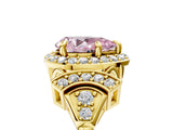 Yellow gold Fancy Pink Pear Cut Halo Diamond Split Shank Engagement Ring with Four-Prong Setting_5