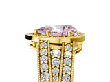 Yellow gold Fancy Pink Pear Cut Halo Diamond Split Shank Ring with Prong Setting_5