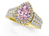 Yellow gold Fancy Pink Pear Cut Halo Pavé Diamond Engagement Ring with Split Shank and Four-Prong Setting_4