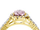 Yellow gold Fancy Pink Pear Cut Halo Pavé Diamond Engagement Ring with Split Shank and Four-Prong Setting_7