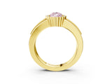 Yellow gold Fancy Pink Pear  Cut Halo Pave Band Four-Prong Ring_52