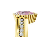 Yellow gold Fancy Pink Pear  Cut Halo Pave Band Four-Prong Ring_54