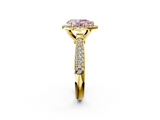 Yellow gold Fancy Pink Pear  Cut Halo Pave Band Four-Prong Setting Ring_22