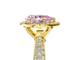 Yellow gold Fancy Pink Pear  Cut Halo Pave Band Four-Prong Setting Ring_25