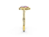 Yellow gold Fancy Pink Pear  Cut Halo Pave Split Shank Prong Setting Ring_33