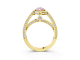 Yellow gold Fancy Pink Pear  Cut Halo Pave Split Shank Prong Setting Ring_34