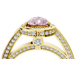 Yellow gold Fancy Pink Pear  Cut Halo Pave Split Shank Prong Setting Ring_35