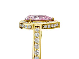 Yellow gold Fancy Pink Pear  Cut Halo Pave Split Shank Prong Setting Ring_36