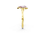 Yellow gold Fancy Pink Pear Cut Halo Round Diamond Solitaire Ring with Pavé Band and Four-Prong Setting_14