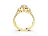 Yellow gold Fancy Pink Pear Cut Halo Round Diamond Twist Band with Four-Prong Setting_3