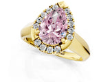 Yellow gold Fancy Pink Pear  Cut Halo Solitaire Engagement Ring with Square Band and Four-Prong Setting_114