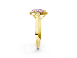 Yellow gold Fancy Pink Pear  Cut Halo Solitaire Engagement Ring with Square Band and Four-Prong Setting_115