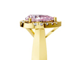 Yellow gold Fancy Pink Pear  Cut Halo Solitaire Engagement Ring with Square Band and Four-Prong Setting_58