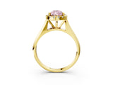 Yellow gold Fancy Pink Pear  Cut Halo Solitaire Engagement Ring with Square Band and Four-Prong Setting_70