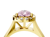 Yellow gold Fancy Pink Pear  Cut Halo Solitaire Engagement Ring with Square Band and Four-Prong Setting_71