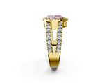 Yellow gold Fancy Pink Pear  Cut Halo Split Shank Diamond Ring with Four-Prong Setting_46