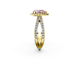 Yellow gold Fancy Pink Pear  Cut Halo Split Shank Pave Set Ring_64